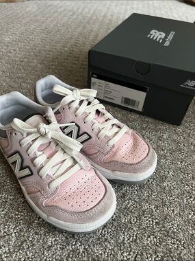 New Balance Kids Pink and White Suede Sneakers Size 12 c